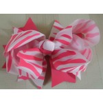  Zebra Print Ribbon Color Layered Hair Bow